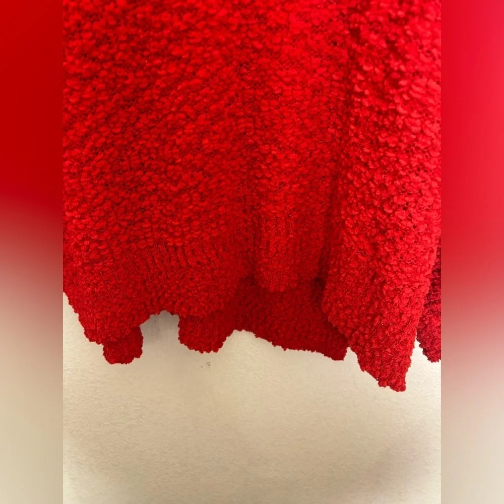 NWT Jodifl Red Plush Popcorn Knit Open Weave Oversized Pullover Sweater 1X